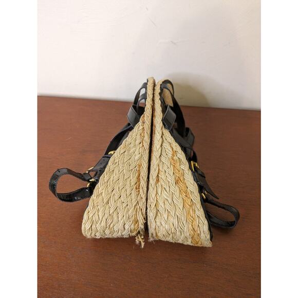 Lauren Ralph Lauren Shoes Espadrille Black Patent Leather Tan Woman’s Size 11 - Picture 5 of 8